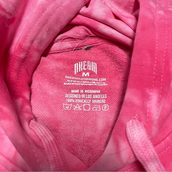 NWOT DREAM “You Deserve To Be Loved” Pink Tie Dye Variant Hoodie Sz M - Picture 3 of 5
